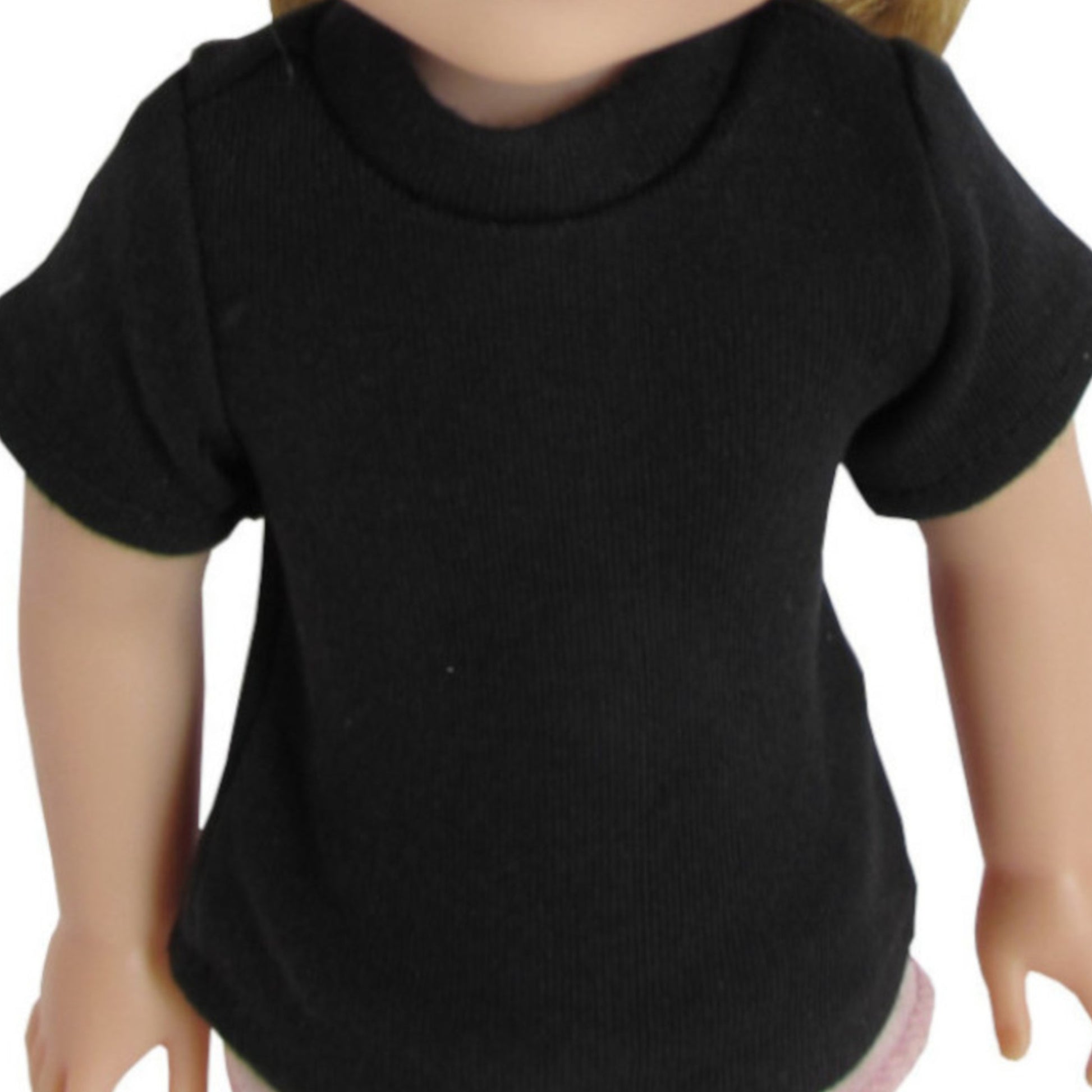 Black T-Shirt for 14 1/2-inch Dolls on doll