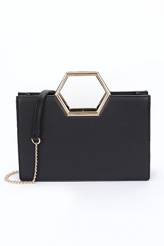 Black Top Handle Structured Tote Bag