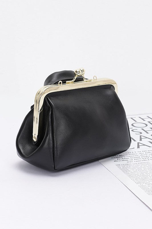 Black and Gold Iconic Leather Jacket Swing Bag Back view