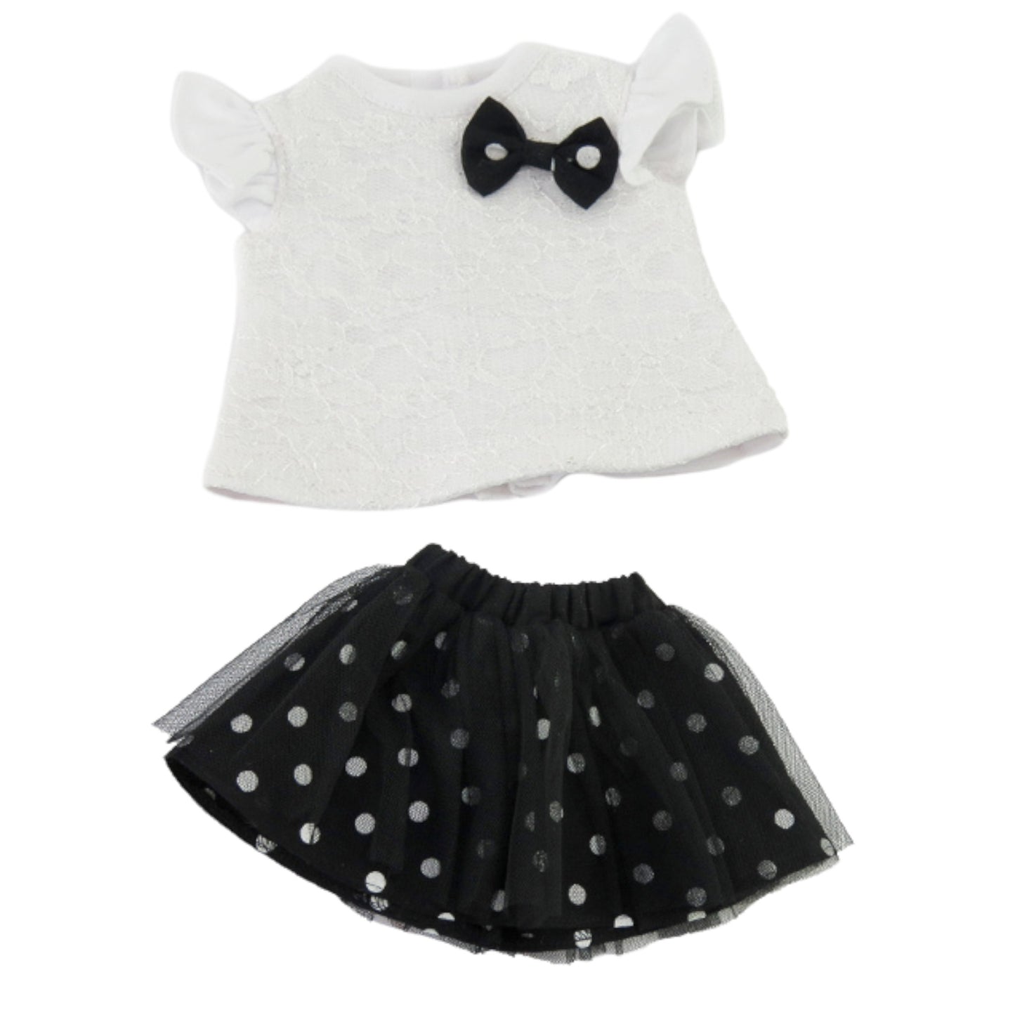 Black alnd White Polka Dot Skirt Set for 18-inch dolls Flat