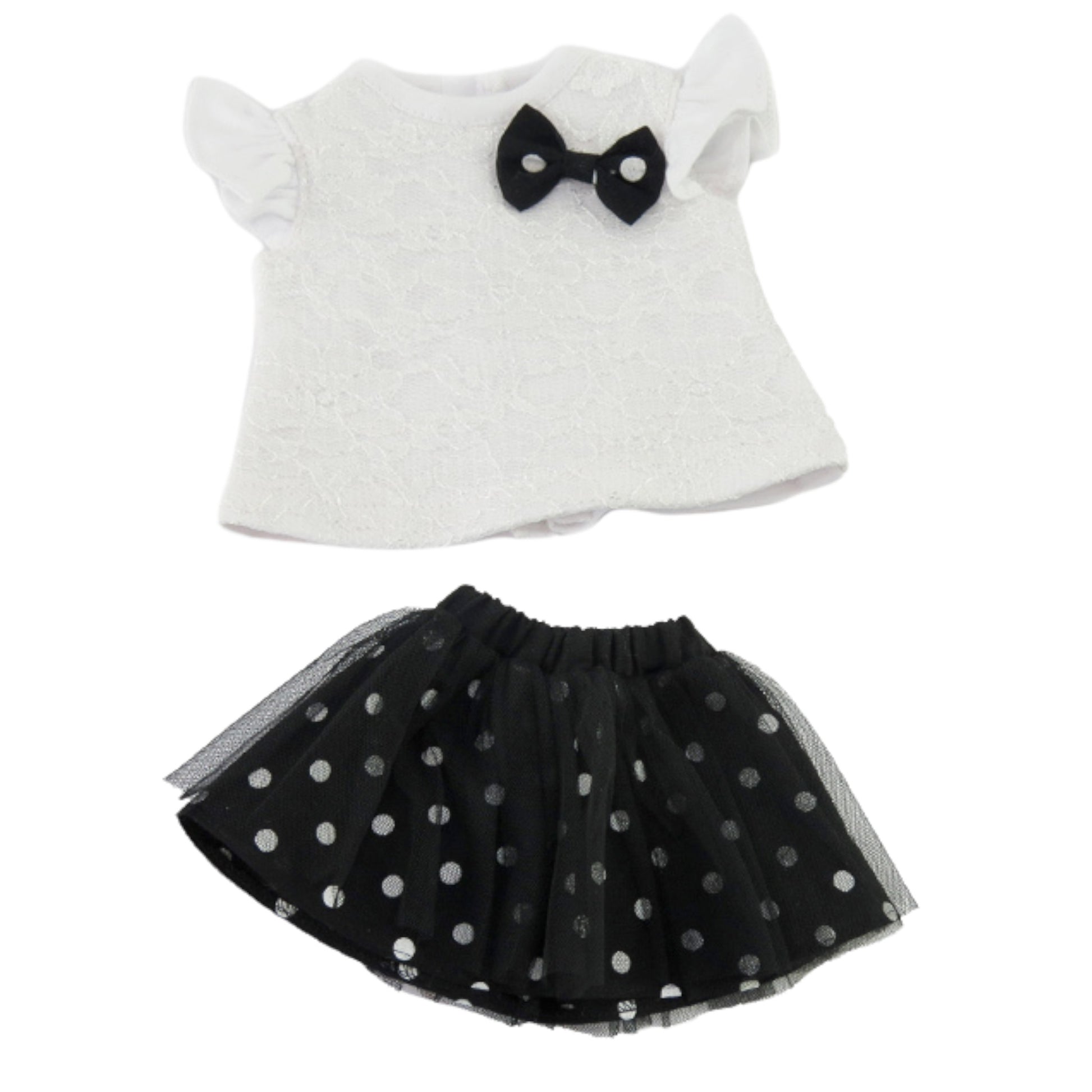 Black alnd White Polka Dot Skirt Set for 18-inch dolls Flat