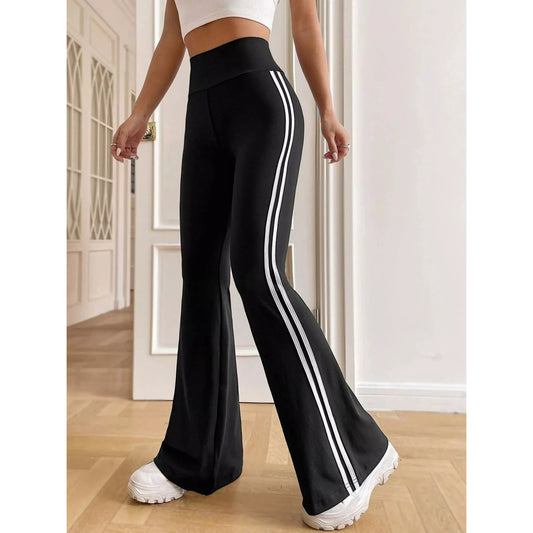 High-Waisted Side-Striped Flare Active Pants