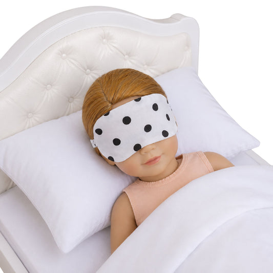 Black Dots on White Doll Sleep Mask for 14 1/2-inch dolls
