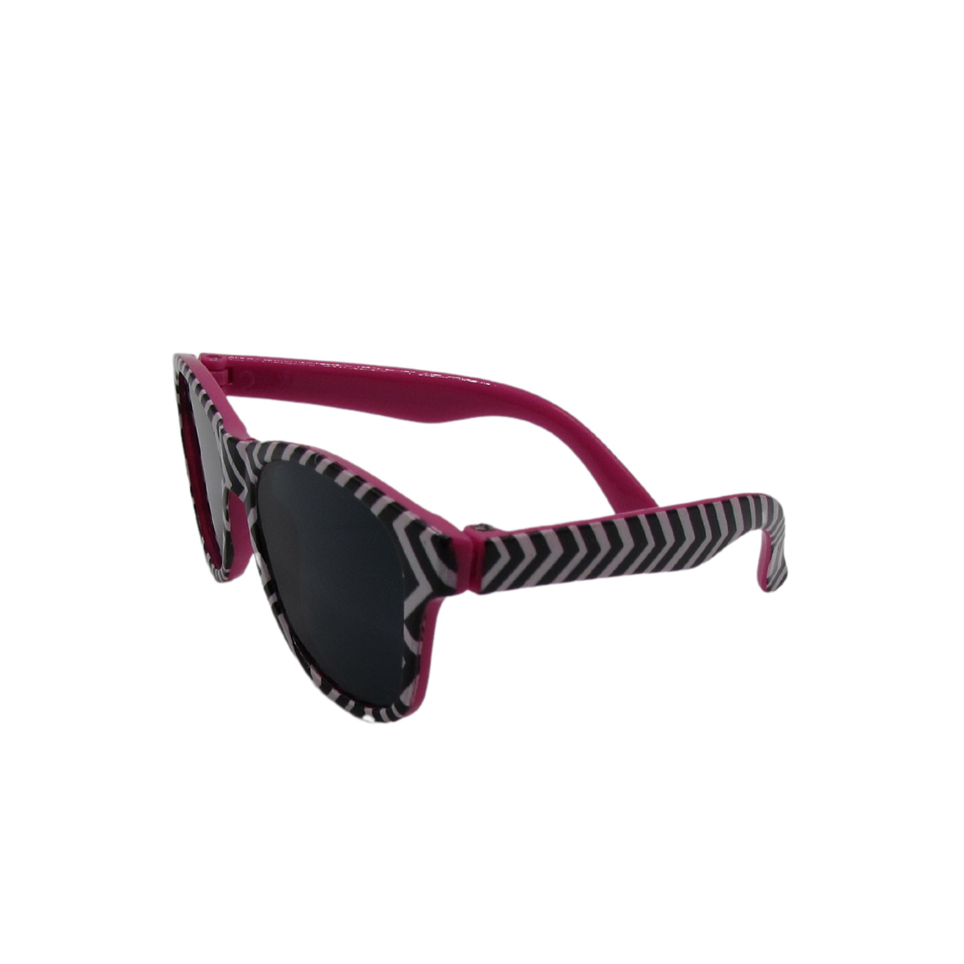 Black and White Chevron Sunglasses with Hot Pink for 18-inch dolls Side view