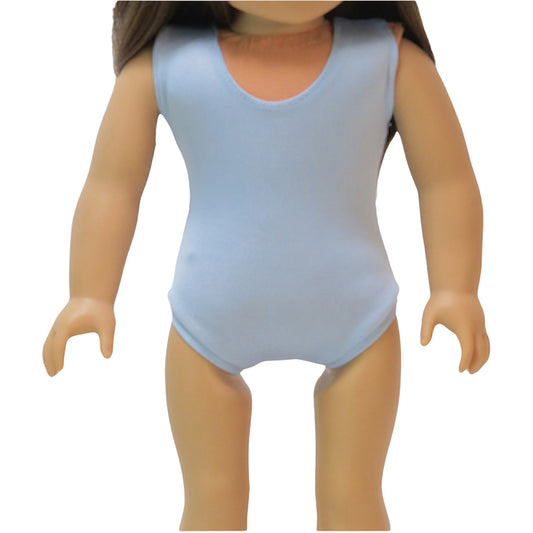 Blue Scoop Neck Leotard for 18-inch dolls with doll