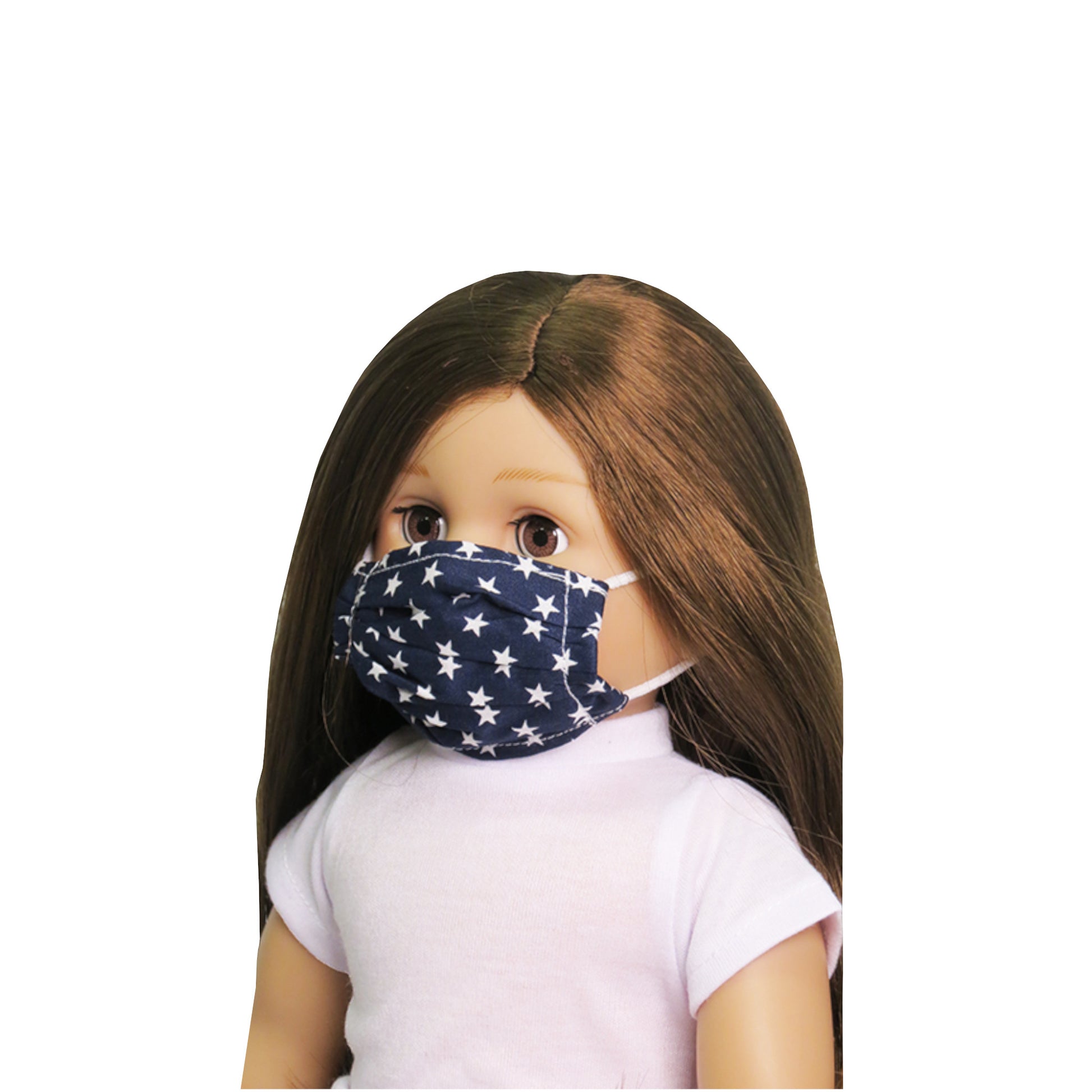 Blue Stars Face Mask for 18 inch dolls on doll