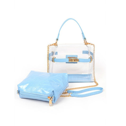 Blue 2 In 1 Convertible Stadium Bag Set wtih Inner bag out