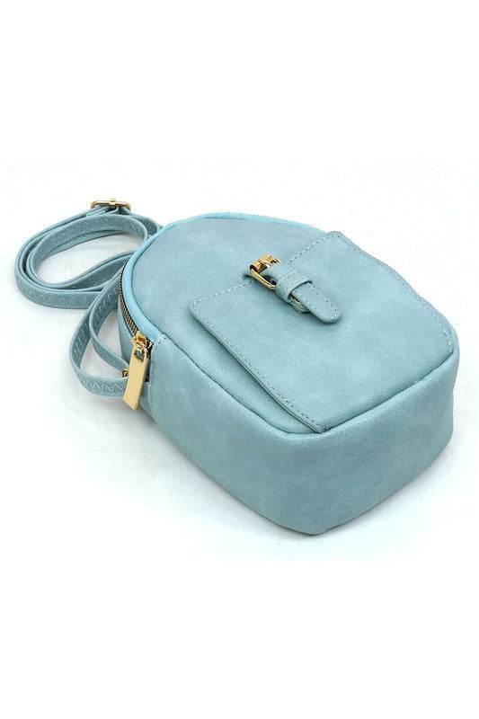 Blue Fashion Buckle Mini Crossbody Bag  Flat