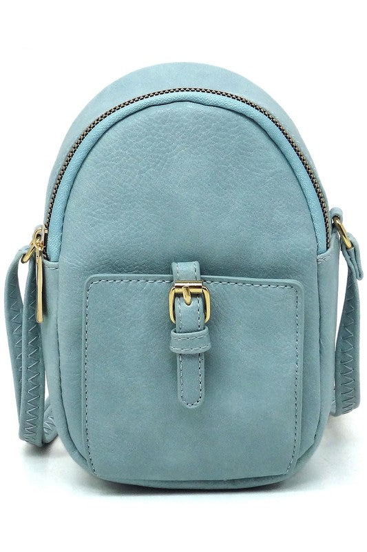 Blue Fashion Buckle Mini Crossbody Bag  Front view