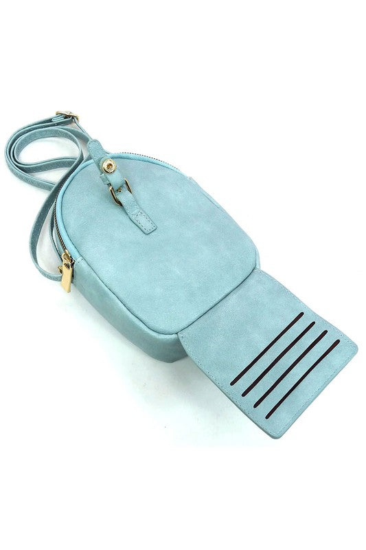 Blue Fashion Buckle Mini Crossbody Bag  Interior view Card Inserts