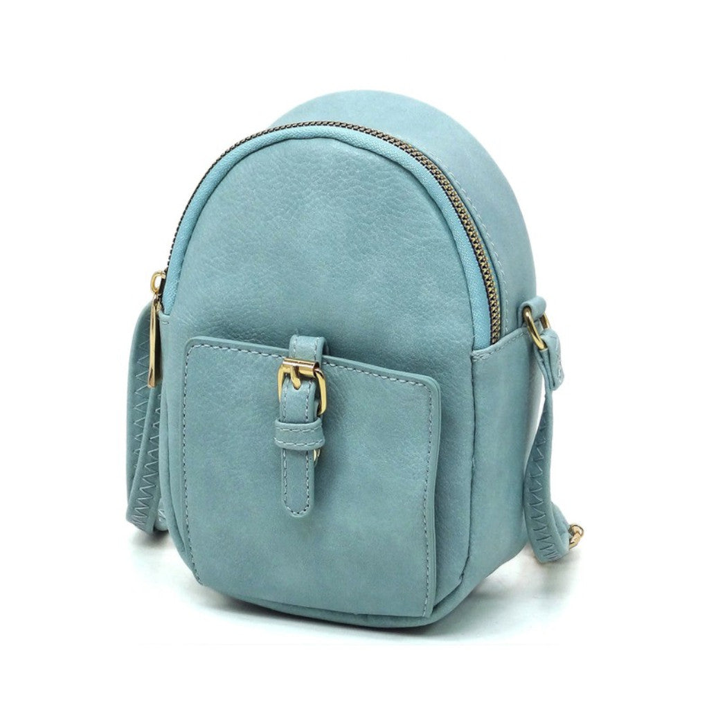 Blue Fashion Buckle Mini Crossbody Bag  Left Side view