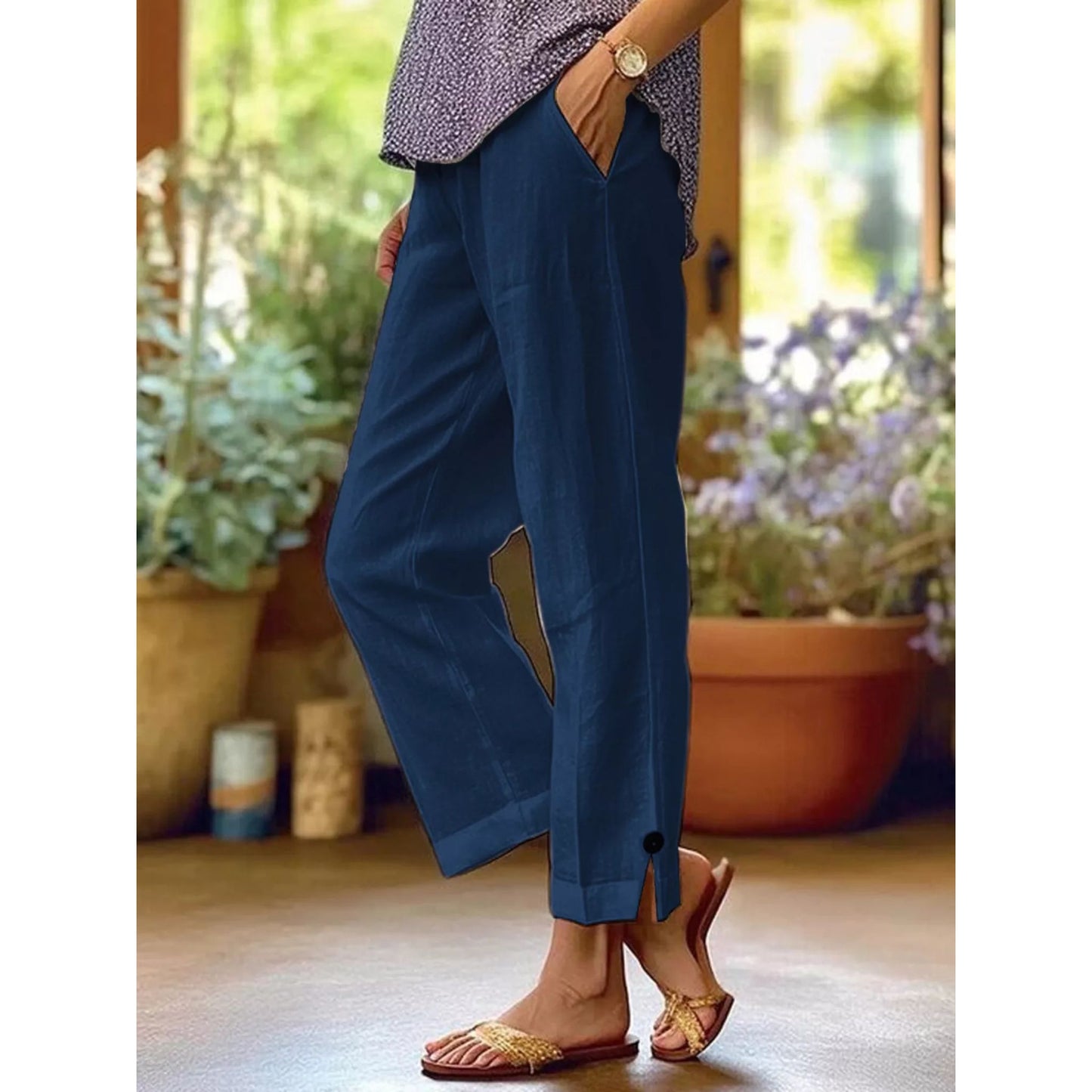 Full Size Casual Wide-Leg Pants Plus Size
