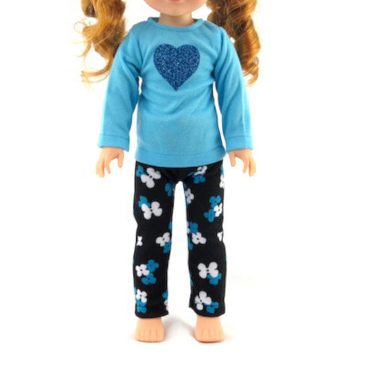 Blue Heart Pants Set for 14 1/2 inch dolls with doll