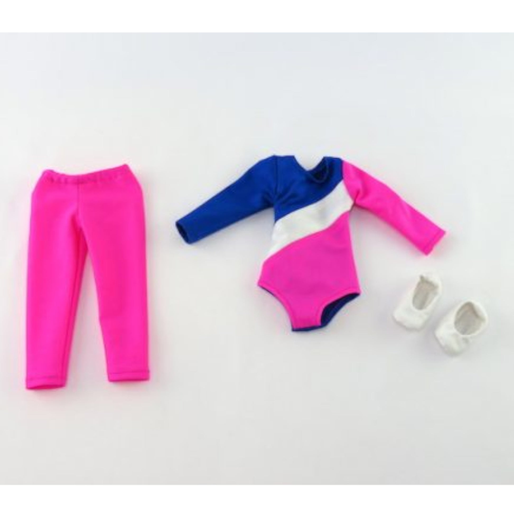 Blue, White, and Hot Pink Gymnastics for 14 1/2-inch dolls Flat