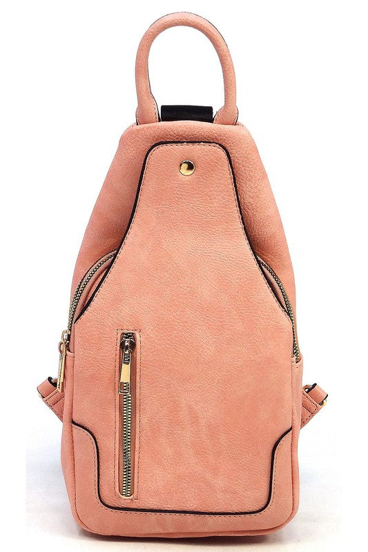 Blush Fashion Sling Backpack Front view