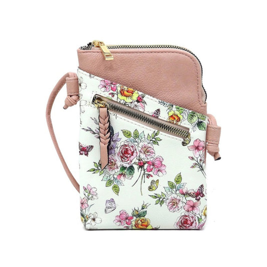 Blush Flower Fashion Mini Crossbody Bag Front view