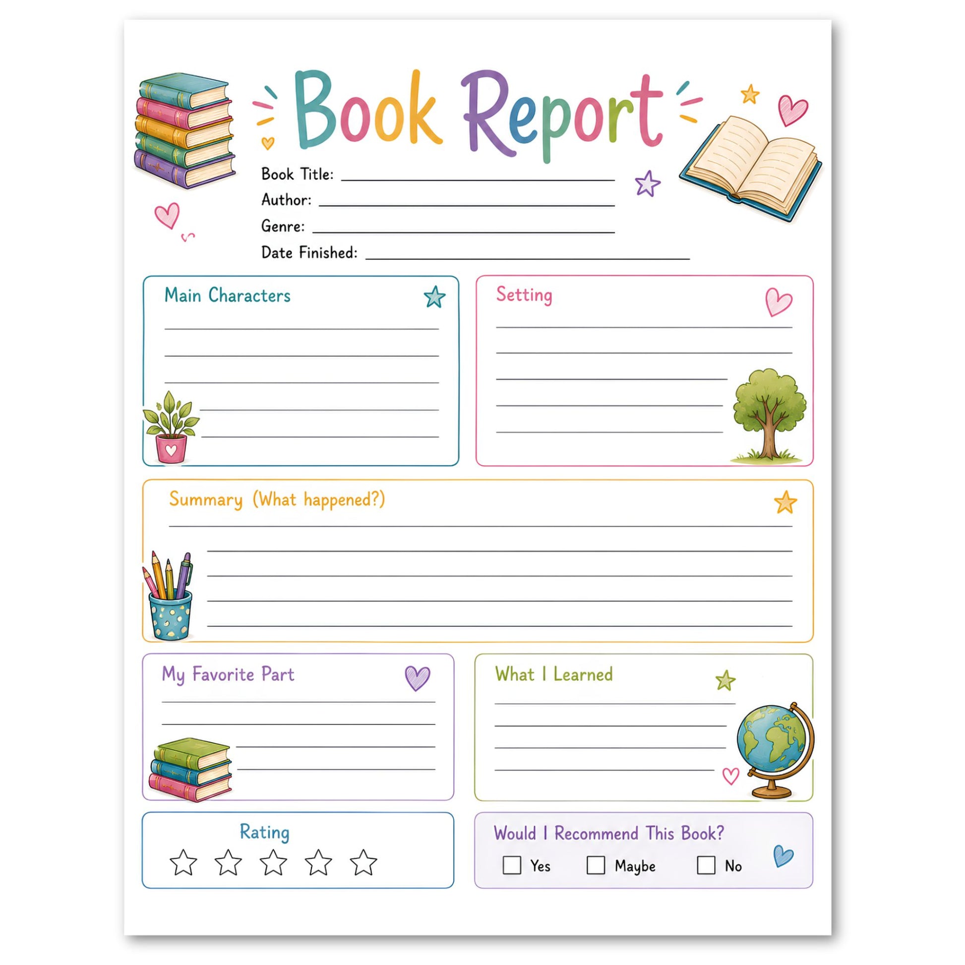 A Book Report worksheet.