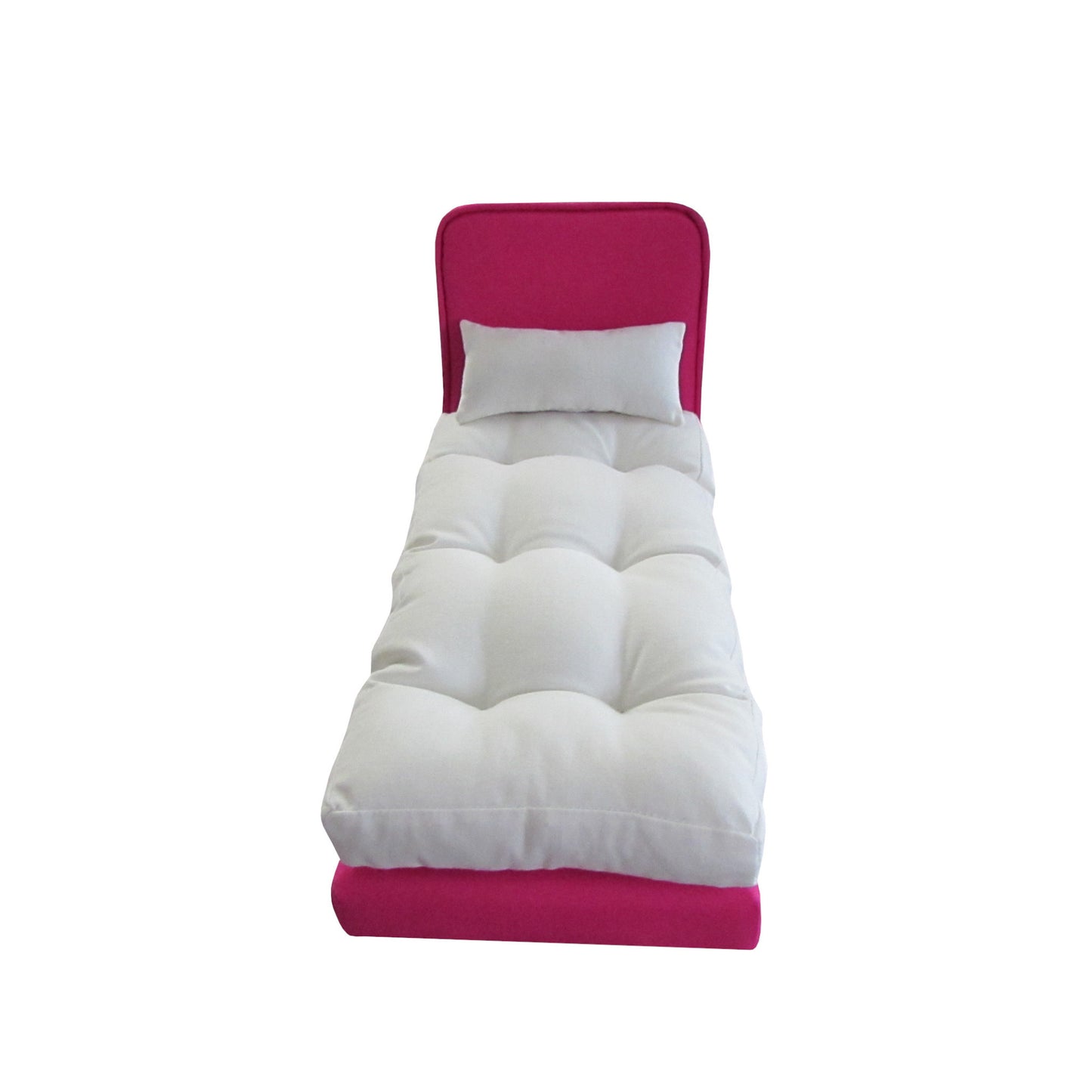Bright Pink Doll Bed and Doll Mattress for 11 1/2-inch and 12-inch dolls Second View