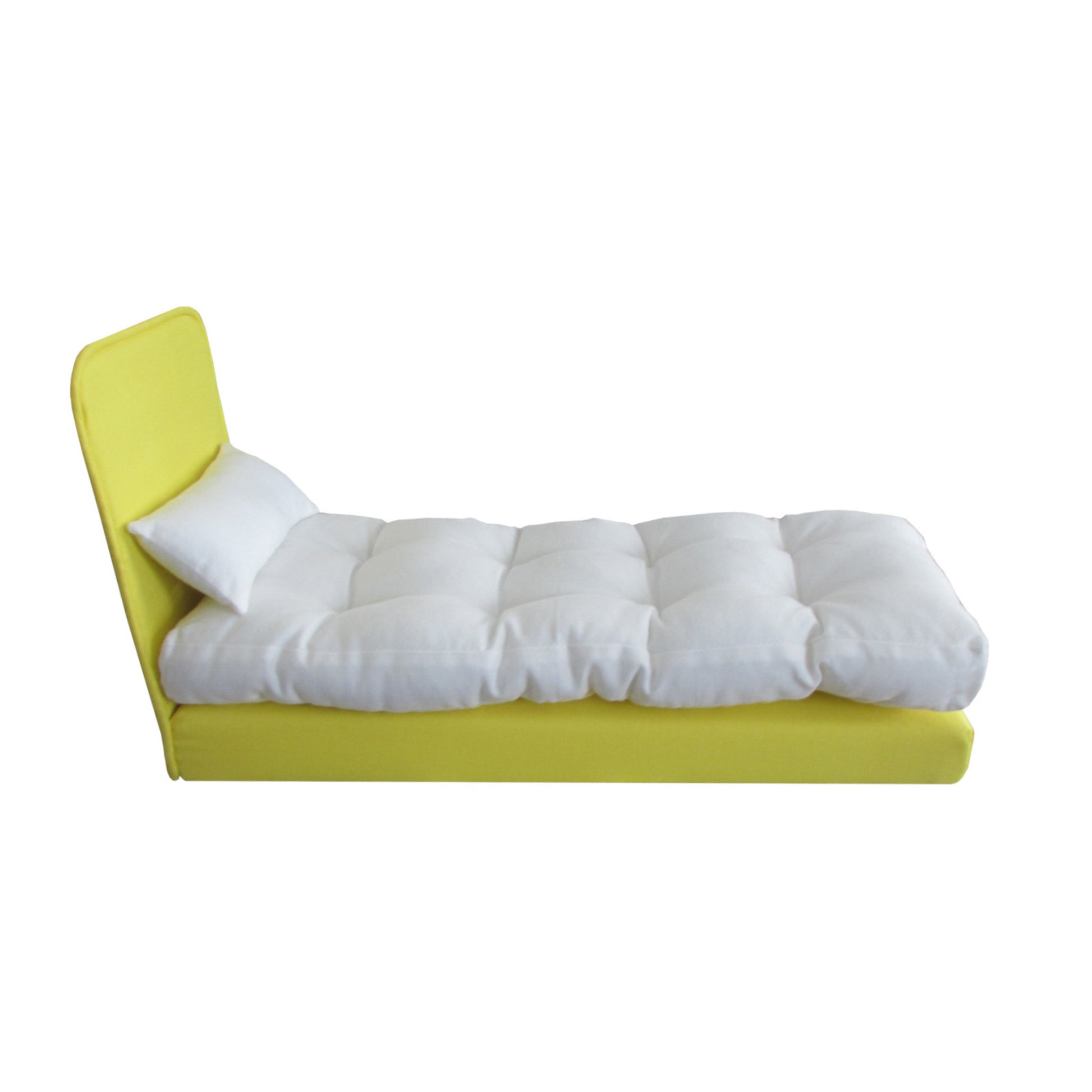 Bright Yellow Doll Bed For 11 1/2-inch and 12-inch dolls Side View