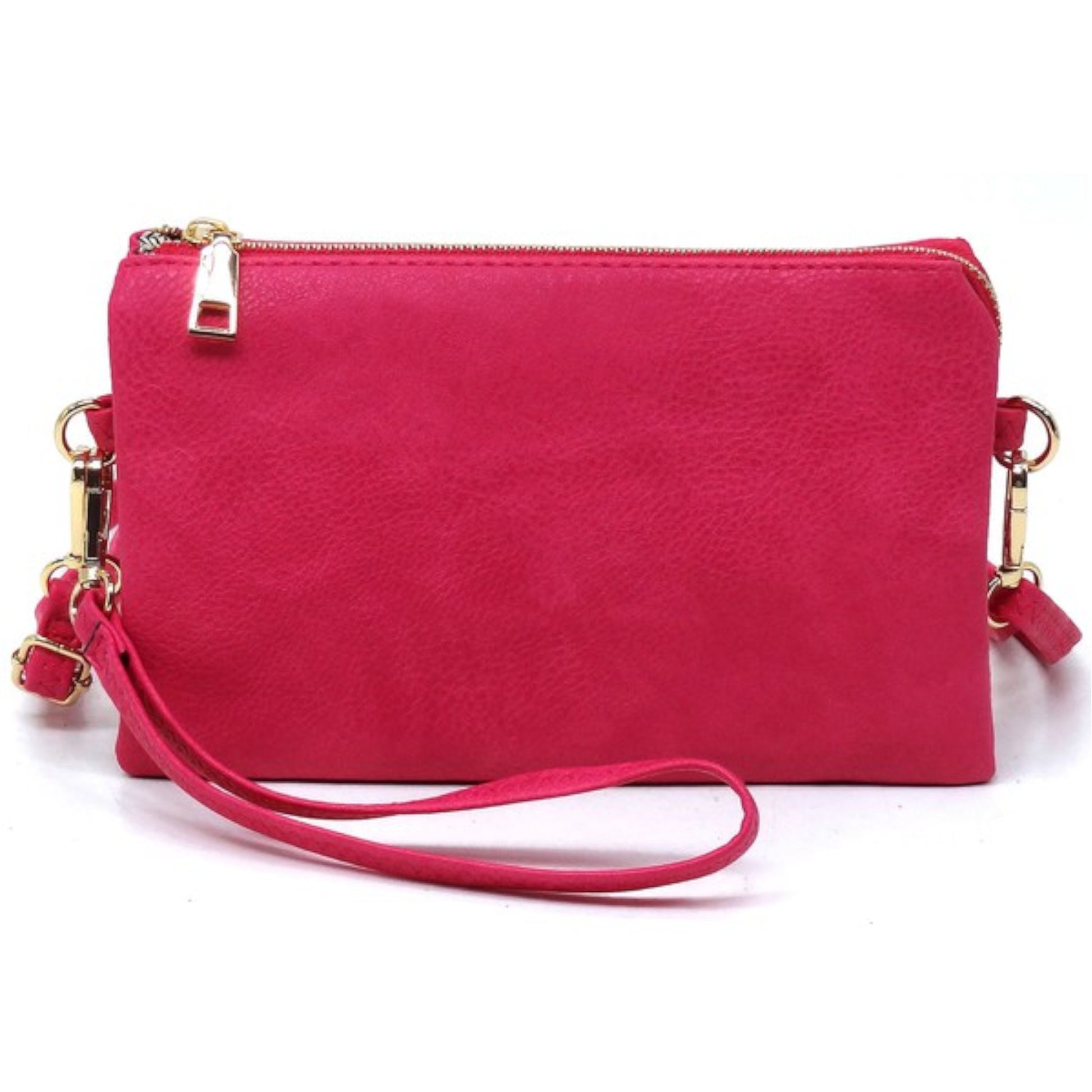 Bright Pink Fashion Crossbody Bag Clutch Wristlet Front view