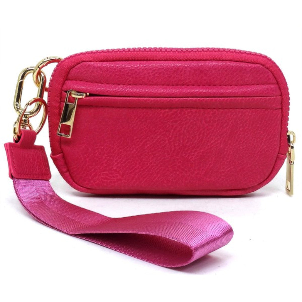 Bright Pink Fashion Pouch Wallet Wristlet Front view