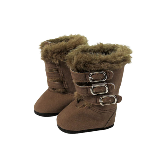 Brown Faux Leather and Fur Boots for 18-inch dolls