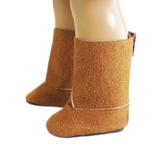 Brown Faux Suede Boots for 18-inch dolls with doll