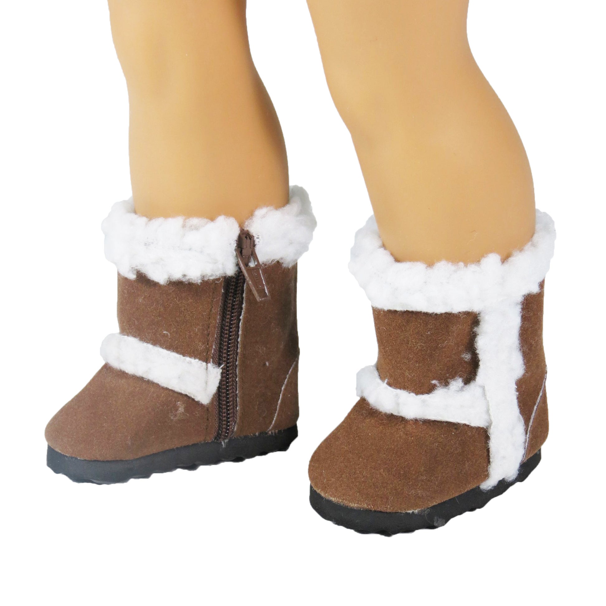 Brown FurryBoots for 18 inch dolls with doll