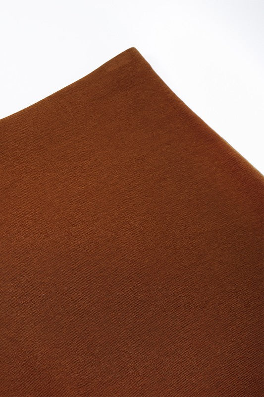 Brown Casual Long, High-waisted, Hip-hugging Maxi Skirt Top Up Close