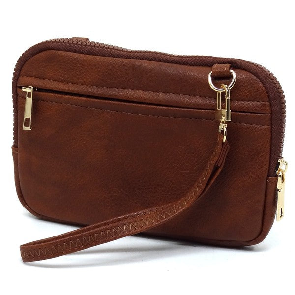 Brown Fashion Cell Phone Crossbody Bag Clutch Back