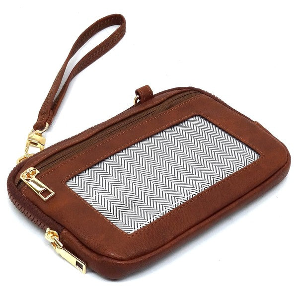Brown Fashion Cell Phone Crossbody Bag Clutch Flat