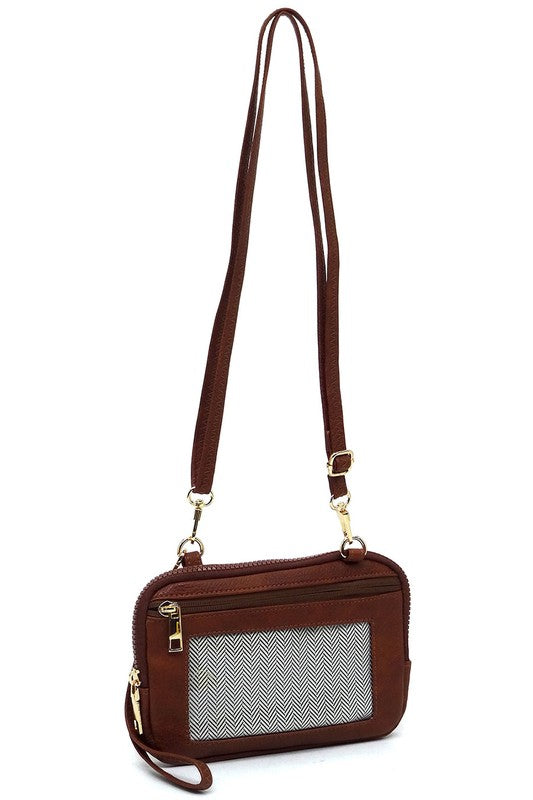Brown Fashion Cell Phone Crossbody Bag Clutch Hanging