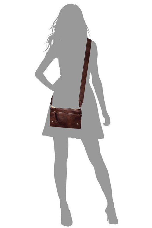 Brown Fashion Crossbody Bag on Silhouette Model