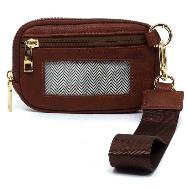 Brown Fashion Pouch Wallet Wristlet Back view