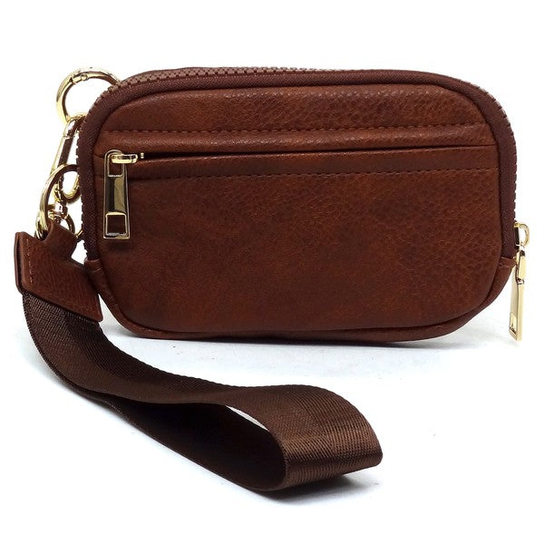 Brown Fashion Pouch Wallet Wristlet Front view