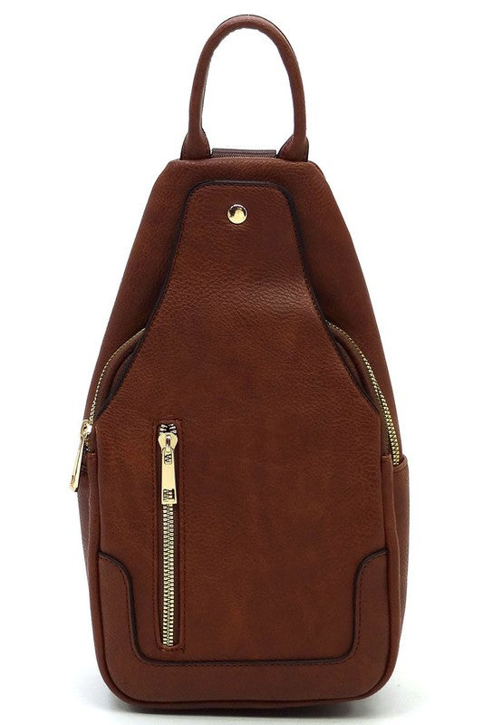 Brown Fashion Sling Backpack Front view