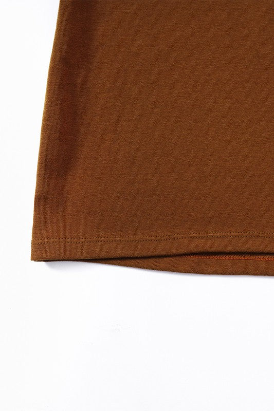Brown Fashionable Slim Skinny Hip Wrap Dress Bottom Hem Up Close