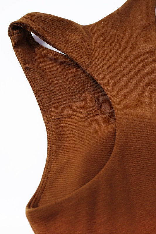 Brown Fashionable Slim Skinny Hip Wrap Dress Interior Armhole view Up Close