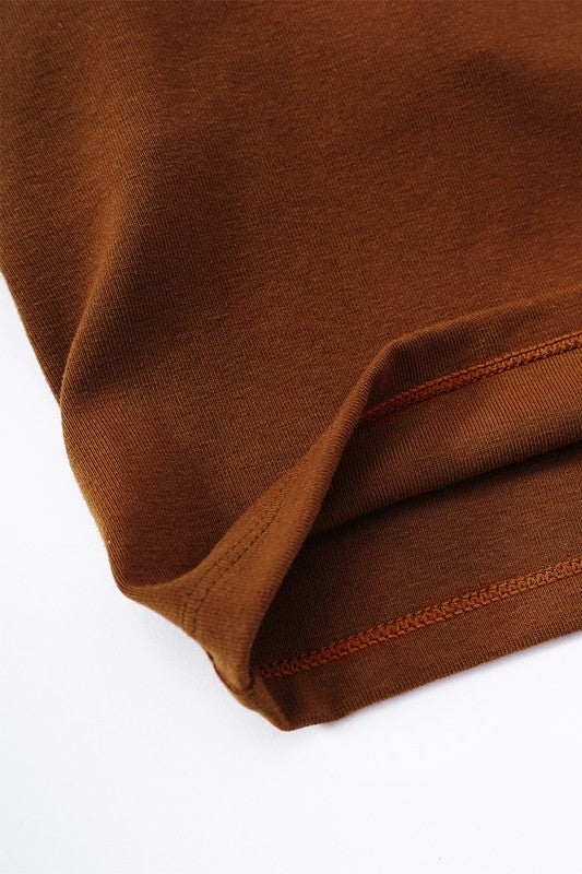 Brown Halterneck Sports Bra Back Interior Hem Up Close