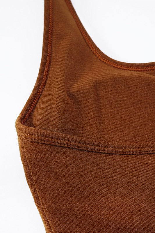 Brown Halterneck Sports Bra Back view Up Close