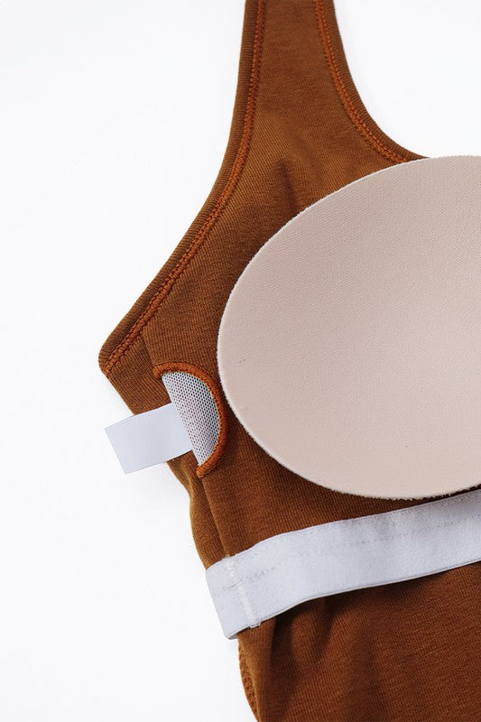 Brown Halterneck Sports Bra Interior view