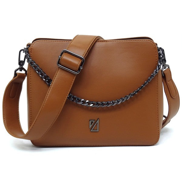 Brown IZA CO Chain Link Crossbody Bag