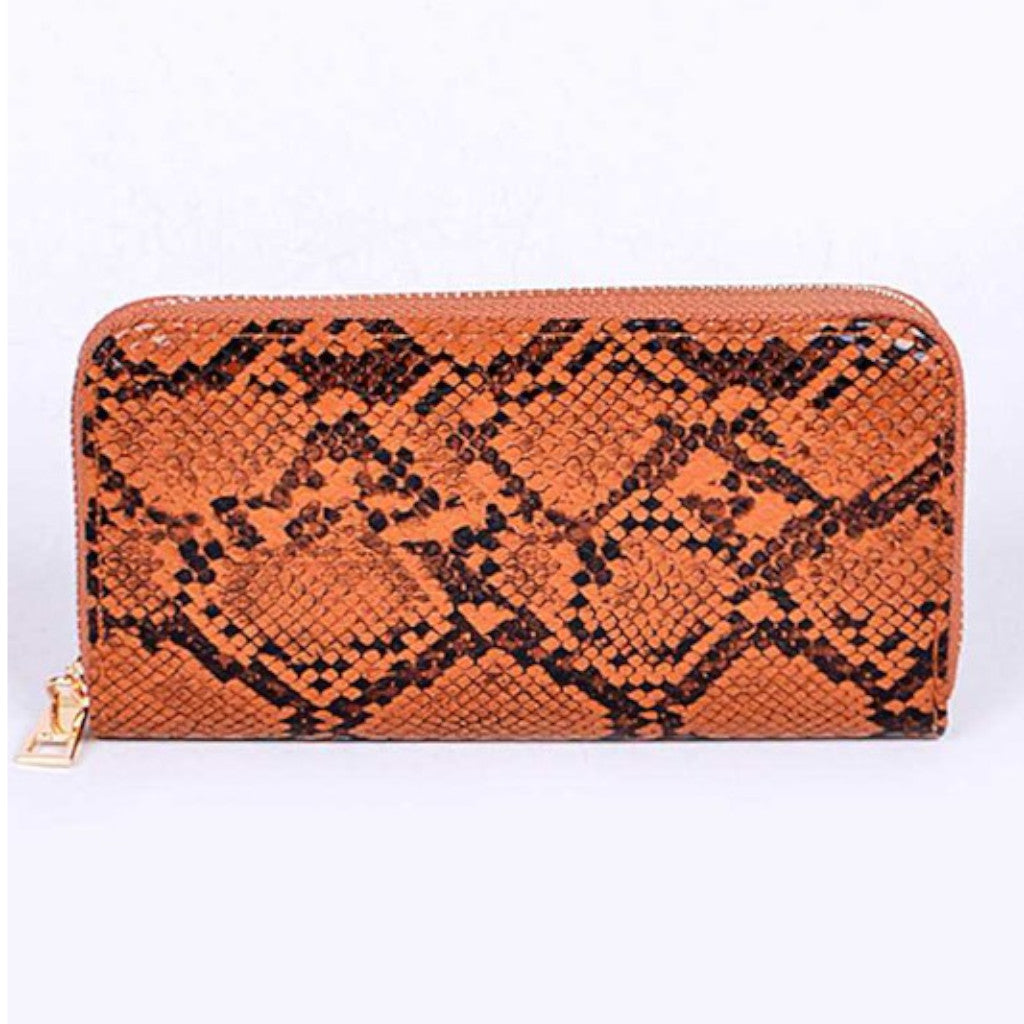 Brown Python Printed Fashion Wallet Front view