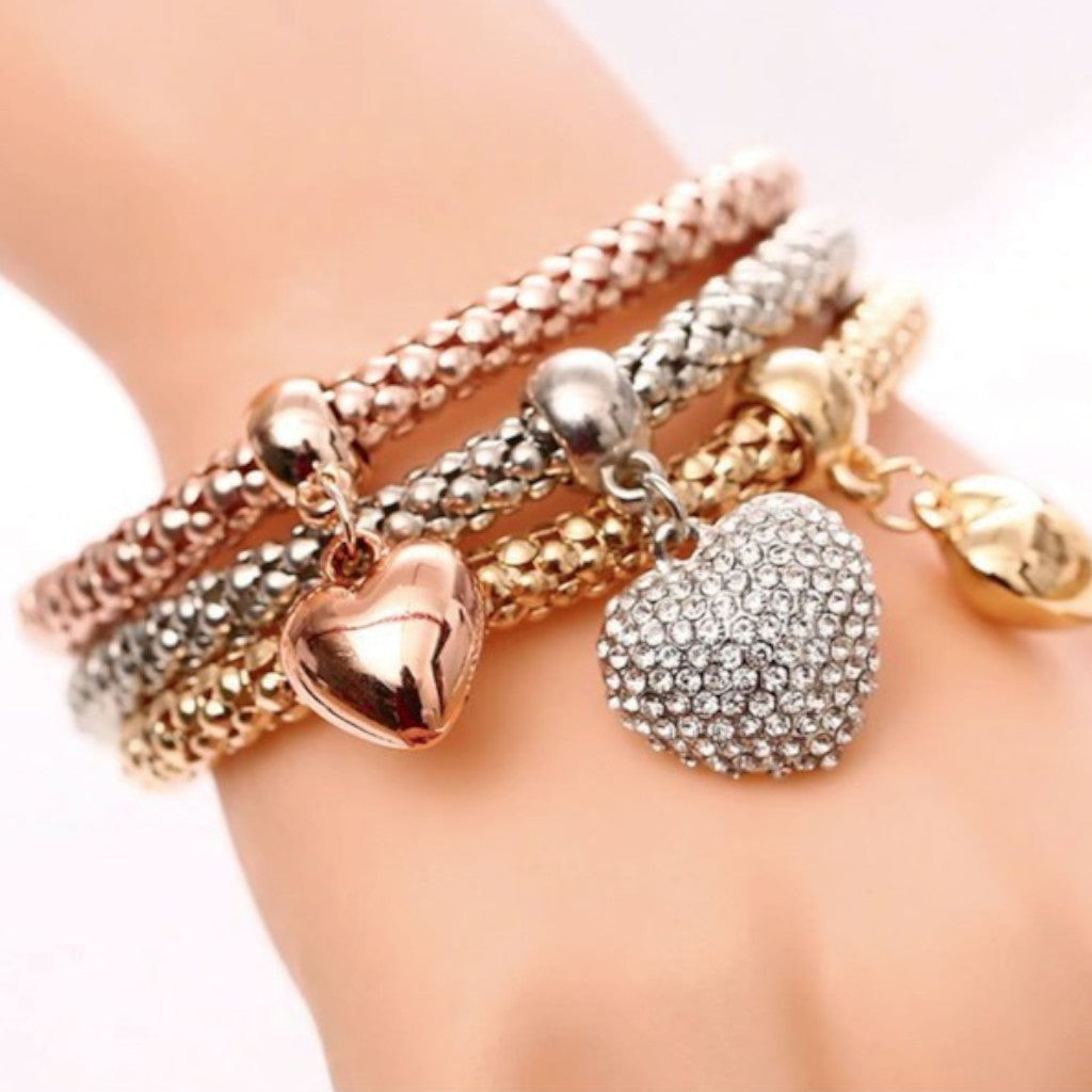 Bubble Hearts Bracelet Set on wrist