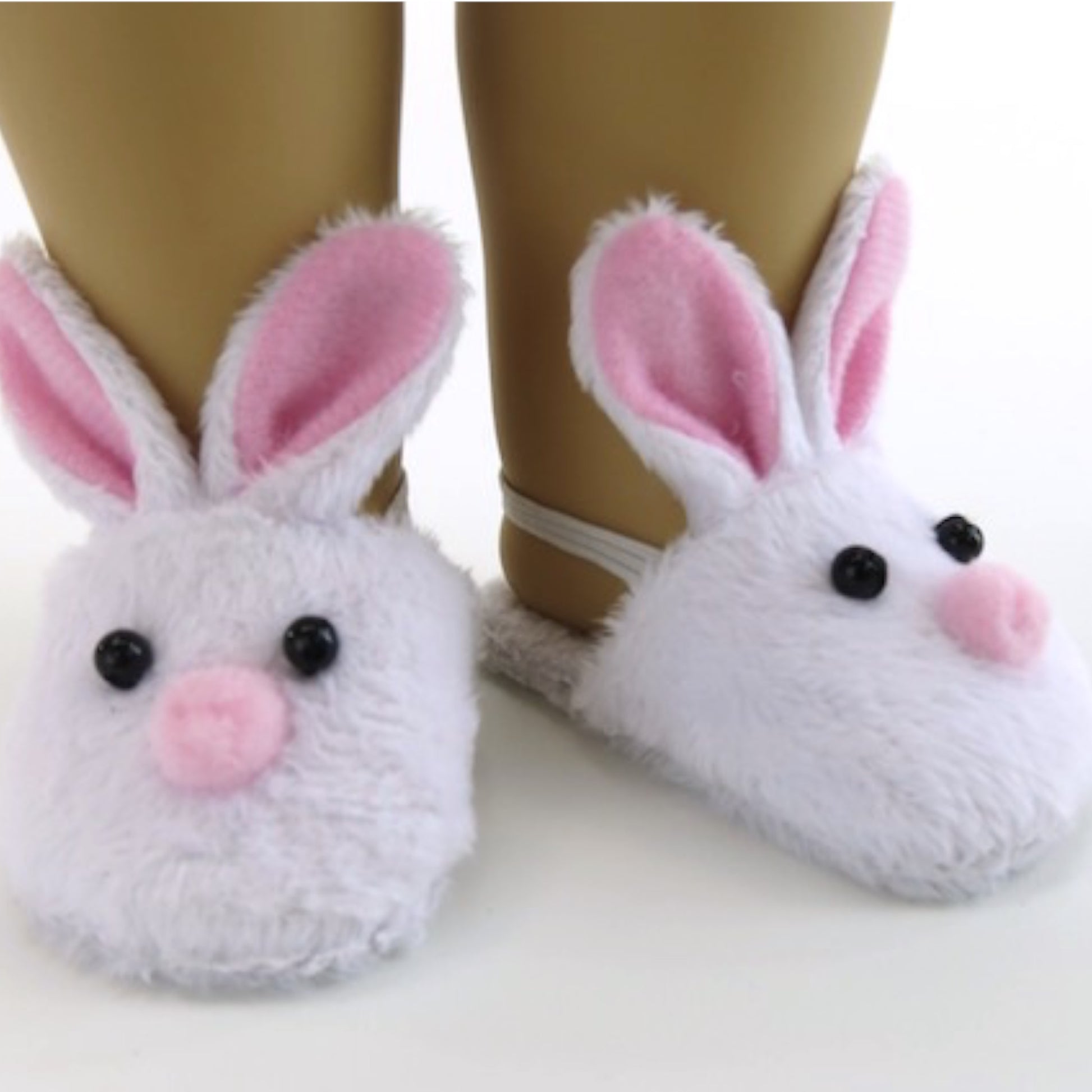 Bunny Slippers for 18-inch dolls Side View