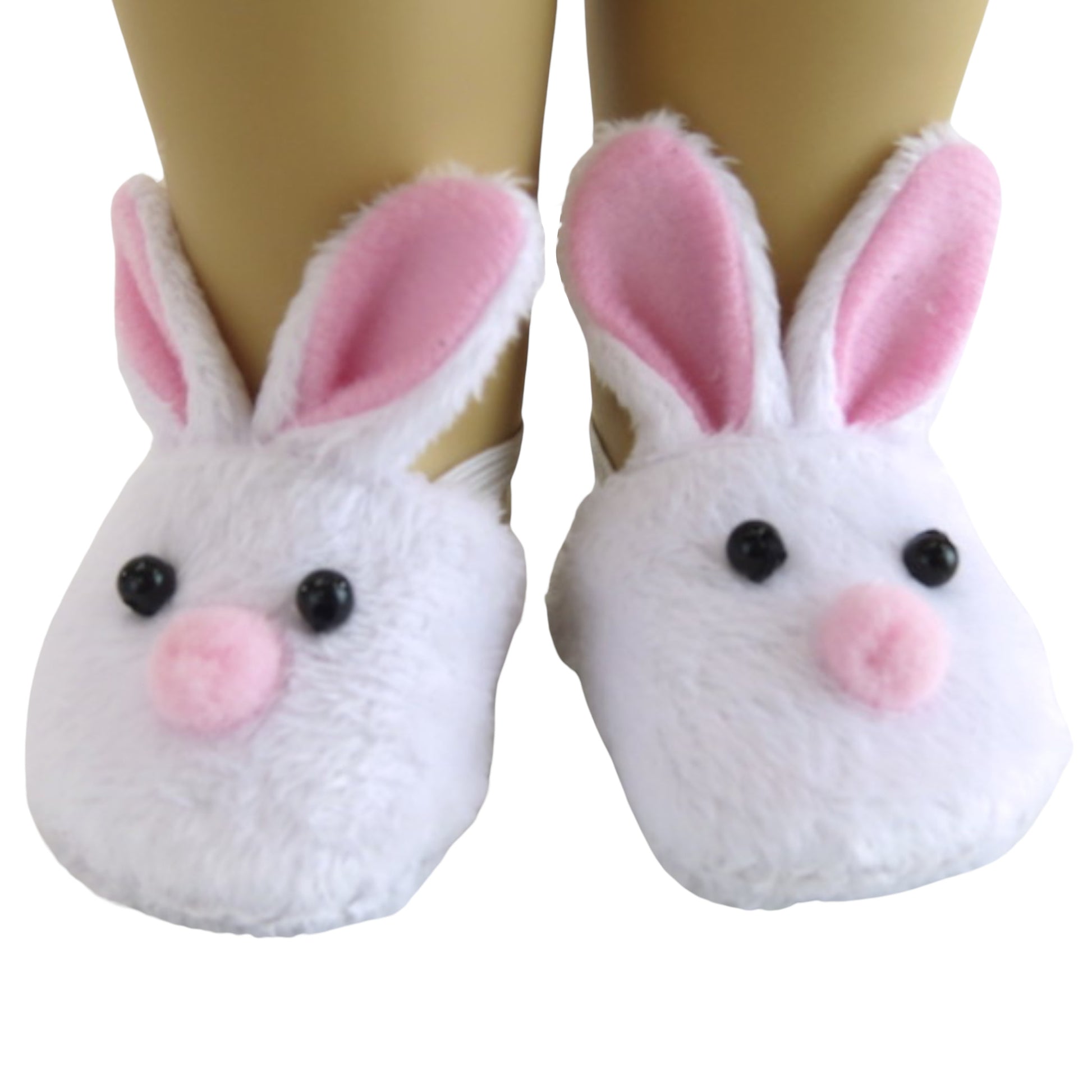 Bunny Slippers for 18-inch dolls Front View 