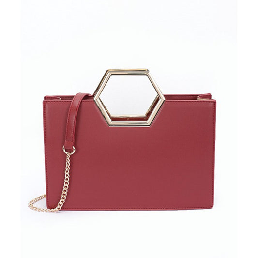 Burgundy Top Handle Structured Tote Bag Front view