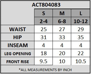 Buttery-Soft Activewear Biker Shorts Size Chart