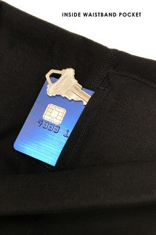 Buttery Soft Capri Activewear Leggings Inside Waistband Pocket Up Close