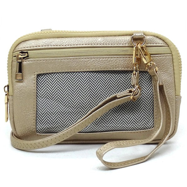 C Gold Fashion Cell Phone Crossbody Bag Clutch
